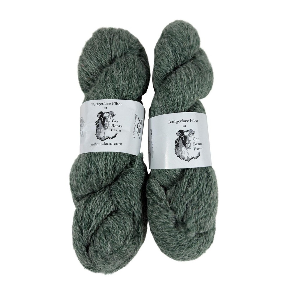 Get Bentz Farm Badgerface Fiber Yarn 2 Skeins Green Wool Minnesota
